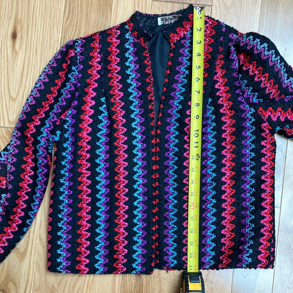 Vintage  Patterned/textures Jacket, mandarin collar and open front - Picture 7 of 7